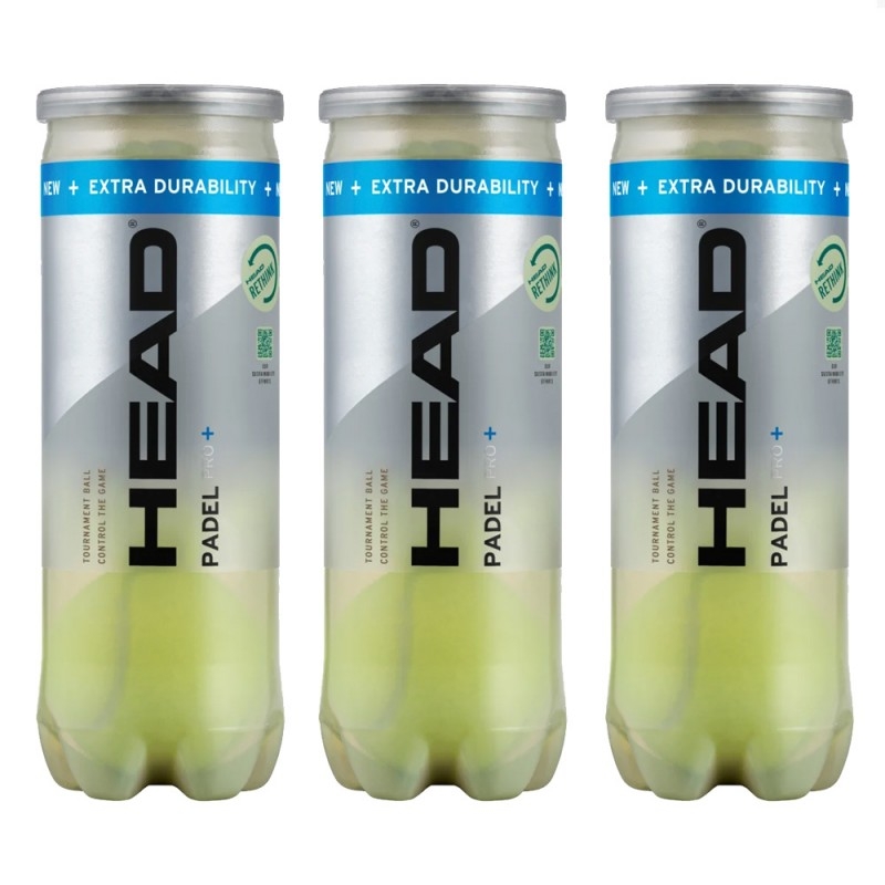 PACK 3 BOTES DE 3 PELOTAS HEAD PADEL PRO+